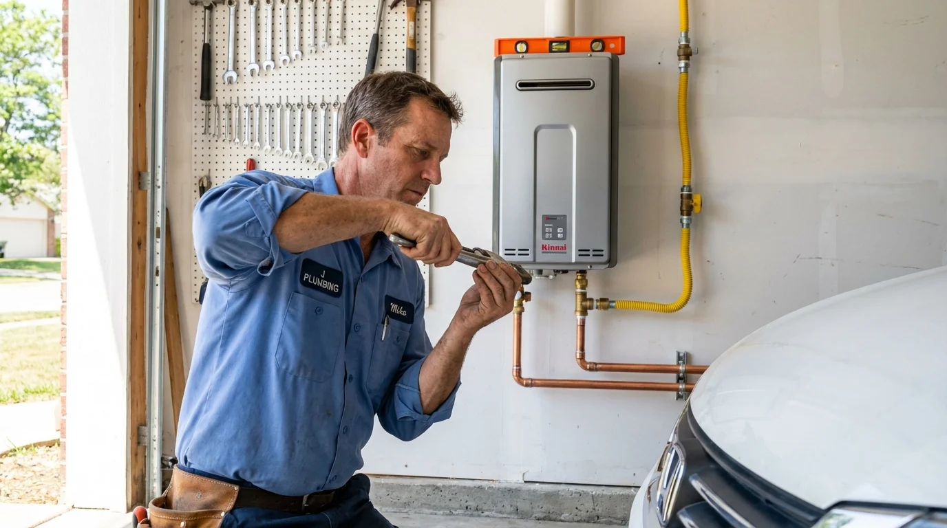 Tankless water heater installation by a Johns Plumbing LLC plumber in Mayer